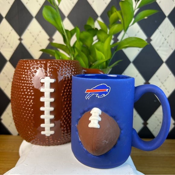 Large Football Mug Sculptural Ceramic Textured Fan Drinkware - Picture 5 of 6